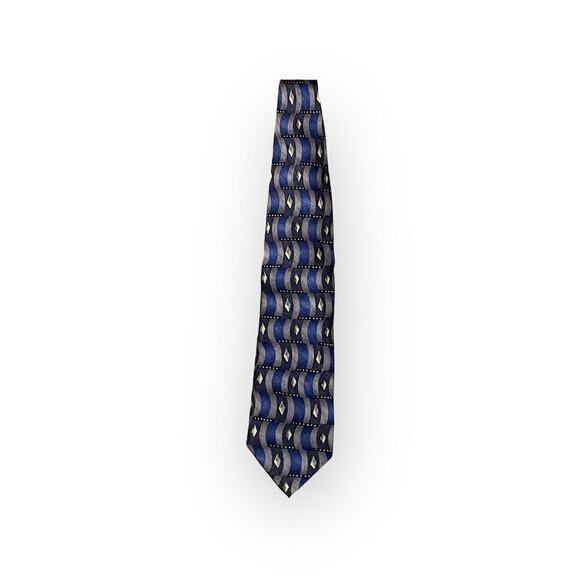 💰Versini 100% Silk Hand Made Mens Tie in Grey,  Charcoal & Blue - Picture 1 of 8